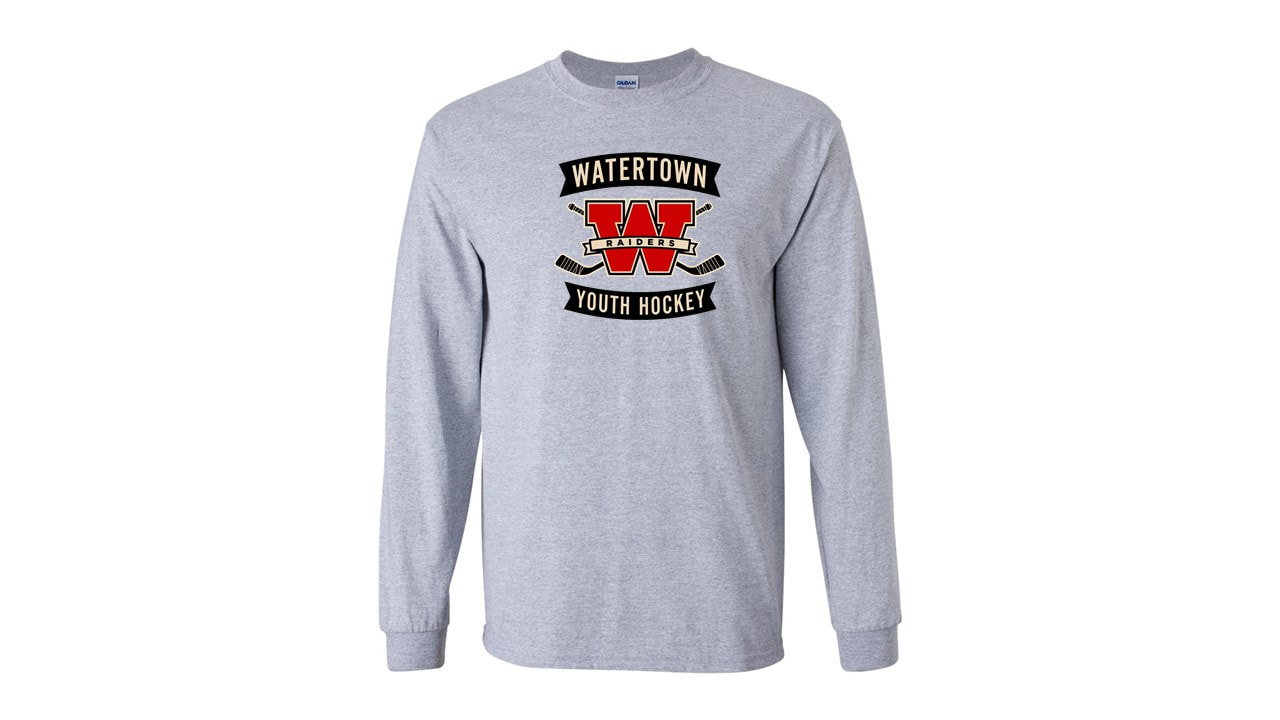 Watertown Youth Hockey Long Sleeve Grey T Shirt